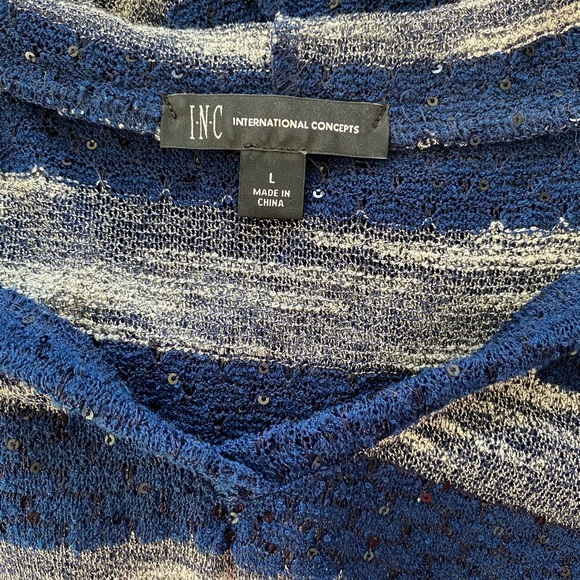 INC Textured-knit Striped Hooded top - Picture 3 of 5